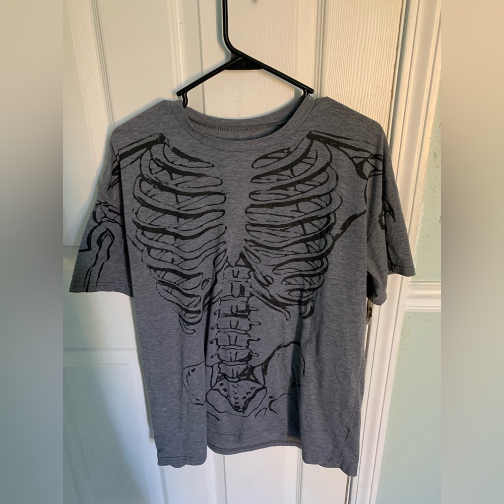 Shein Grey and Black Skeleton Tee